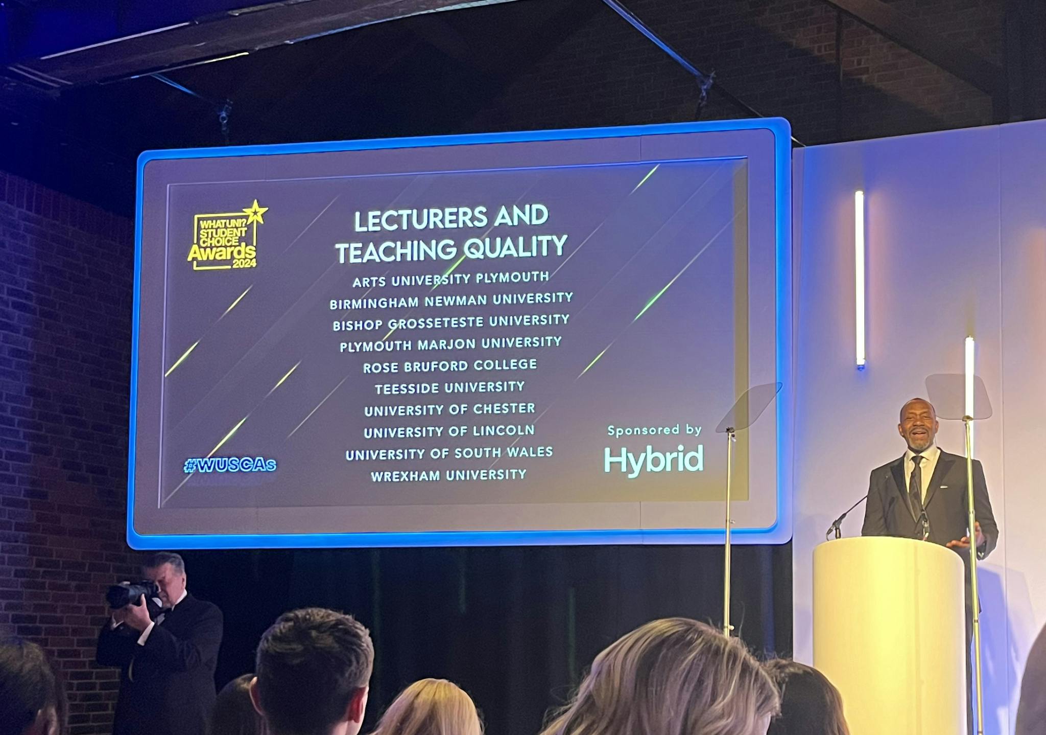 Lenny Henry presenting the Lecturers and Teaching Quality category at the Whatuni Awards 2024