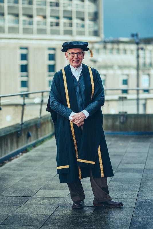 Richard Deacon CBE being awarded an honorary fellowship by Arts University Plymouth in 2017