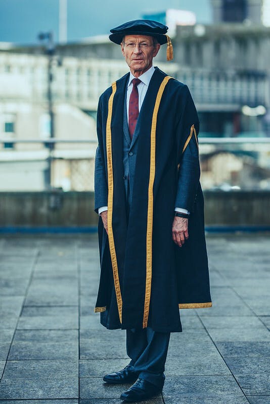 Sir Nicholas Serota being awarded an honorary fellowship by Arts University Plymouth in 2017